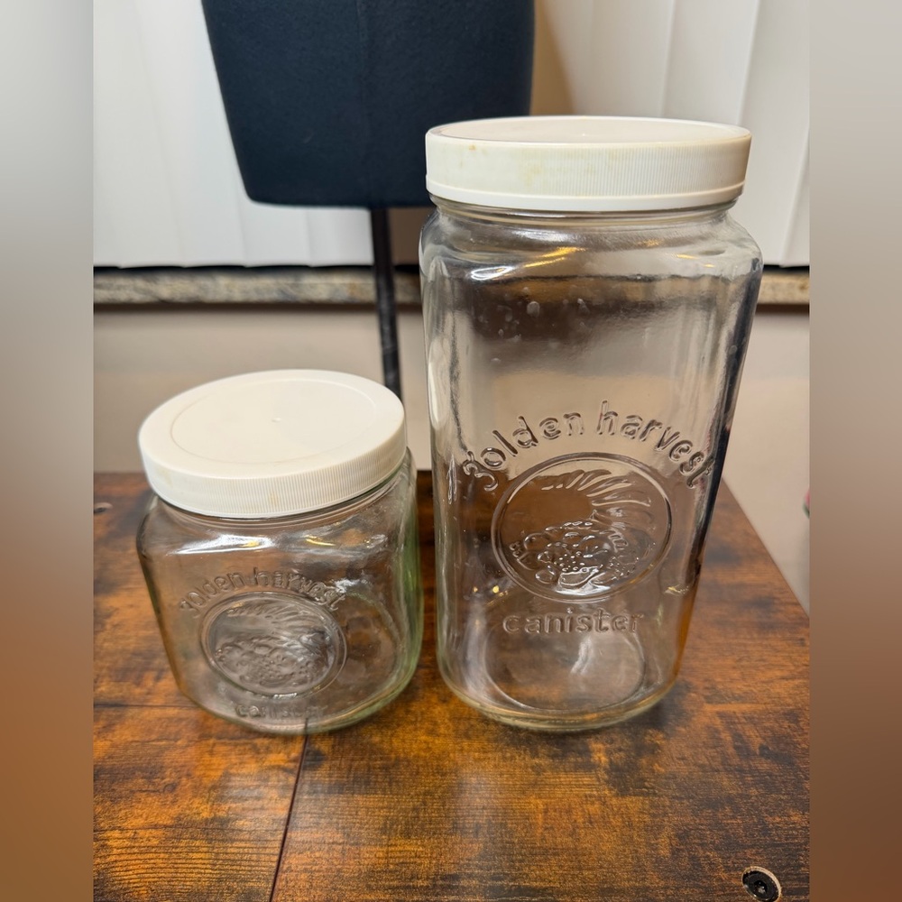 Golden Harvest Vintage Glass Canister Set of 2